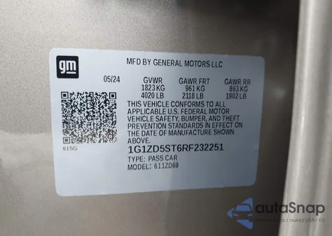 2024 Chevrolet Malibu Fwd 1Lt from USA, damaged, VIN 1G1ZD5ST6RF232251